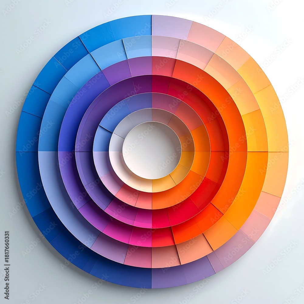 Fototapeta premium Circular color wheel with vibrant hues and gradient transitions.