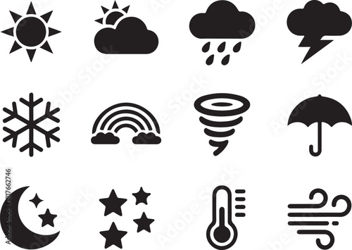 Weather forecast icons perfect for app interfaces