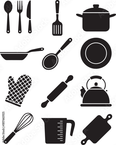Cooking icons flat set for website vector design