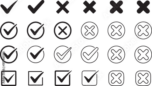 Checkmarks and crosses for modern web design