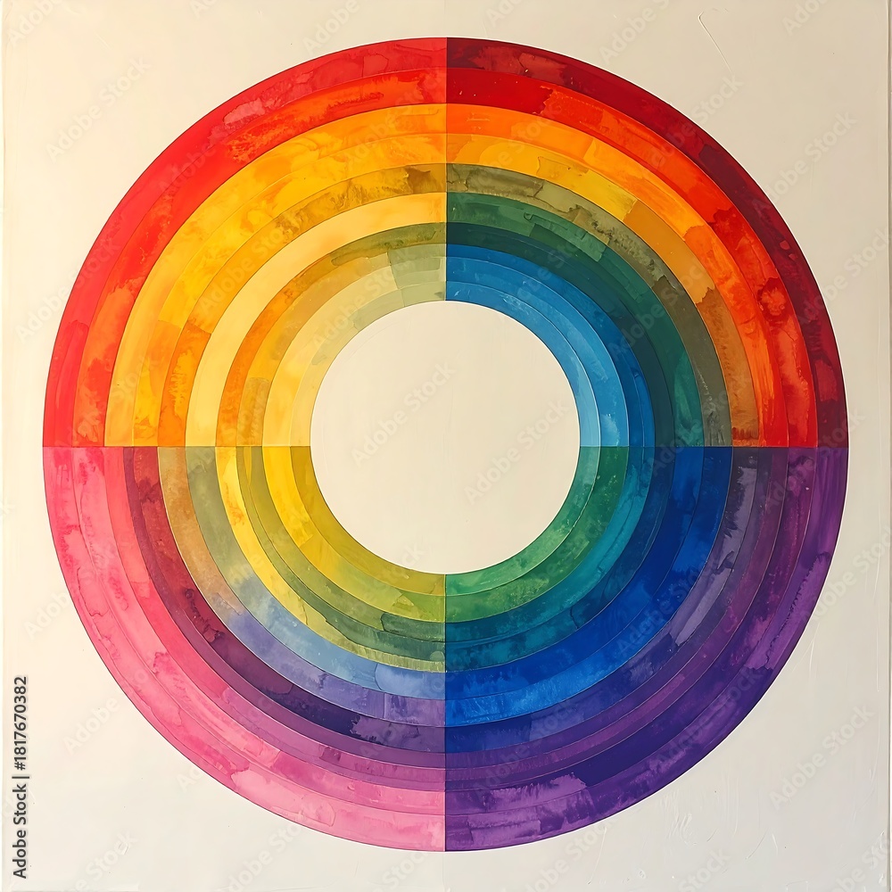 Fototapeta premium Watercolor Color Wheel - A Vibrant Spectrum of Hues and Tints.