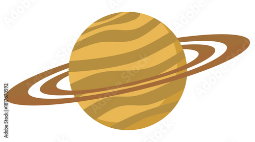 saturn cartoon isolated in flat style