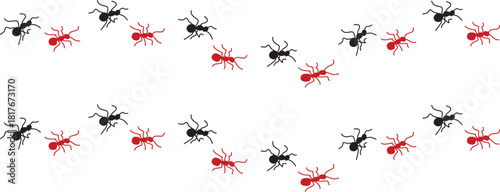 Silhouette Black Ant Road Trail vector - Ant Trail group silhouettes set.