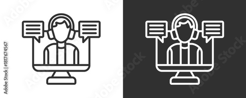 Online Class Icon Set Vector Collection Isolated In Black And White