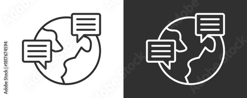 Foreign Language Icon Set Vector Collection Isolated In Black And White
