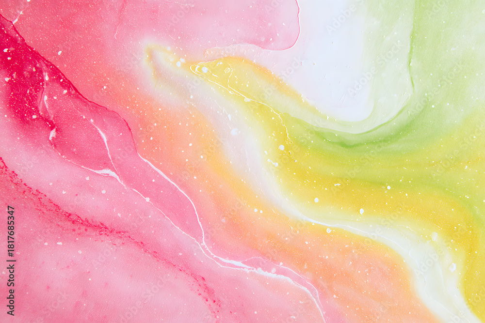 Obraz premium Fluid Pink and Green Watercolor Blends