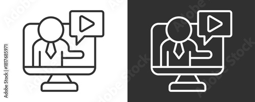 Video Tutorial Icon Set Vector Collection Isolated In Black And White