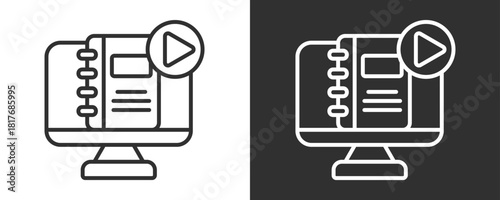 Online Education Icon Set Vector Collection Isolated In Black And White