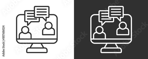 Online Class Icon Set Vector Collection Isolated In Black And White