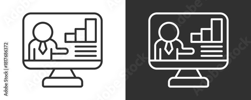 Online Learning Icon Set Vector Collection Isolated In Black And White