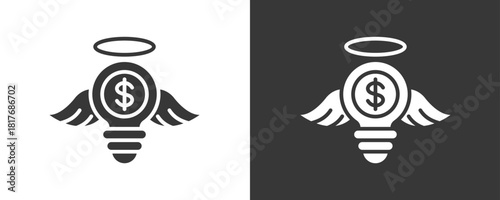 Angel Investor Icon Set Vector Collection Isolated In Black And White