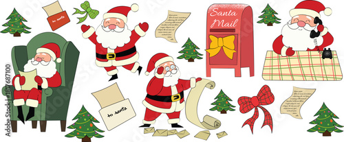 Santa Claus Christmas Activity Icon Set