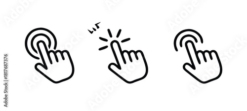 Click hand cursor icon set
