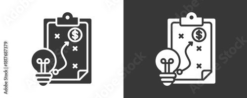 Strategic Planning Icon Set Vector Collection Isolated In Black And White