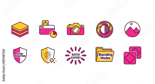 Photography and image editing tools icon set.