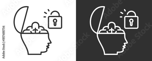 Open Minded Icon Set Vector Collection Isolated In Black And White