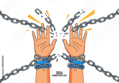 Human Rights Day Broken Chains, Freedom, Liberation Concept