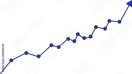 Blue line graph showing upward trend, business growth and success.