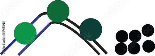 Abstract visualization of connected spheres and associated data