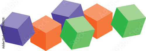 Abstract geometric shapes in purple orange and green vector