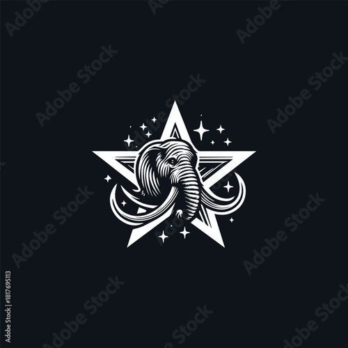 Elephant star logo template vector illustration design
