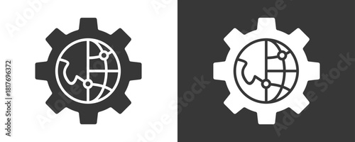 Globalization Icon Set Vector Collection Isolated In Black And White
