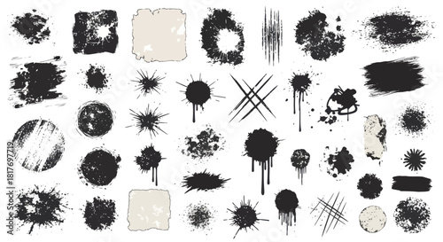 A compilation of vector grunge elements for design resources and artistic background