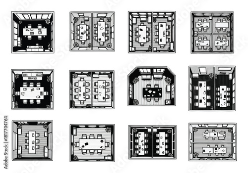 Modern Office Meeting Room Layouts Collection Business Interior Design Ideas furniture icons interior design architecture
