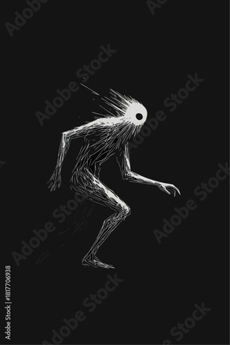 Creepy Hollow-Head Creature Illustration