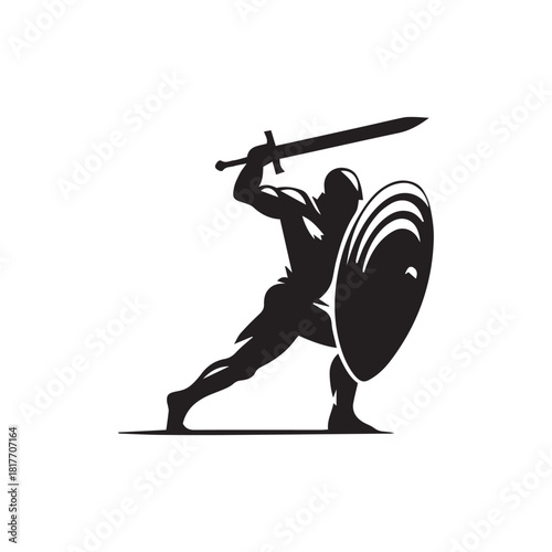 vector illustration of a warrior with sword and shield