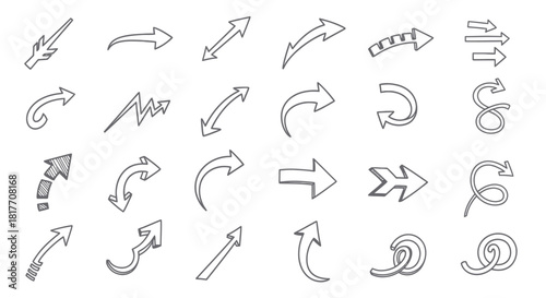 Collection of Hand-Drawn Arrow Designs for Directional and Creative Applications to show your ways