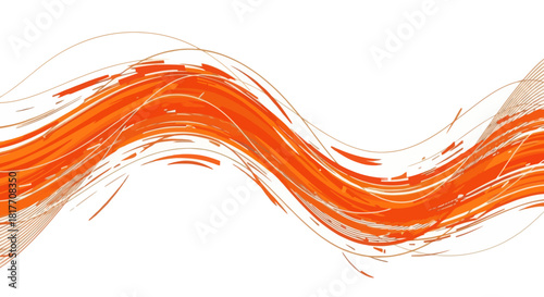 Dynamic orange wave abstract background with flowing lines and brushstrokes visual effect