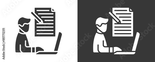 Copywriter Icon Set Vector Collection Isolated In Black And White