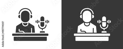 Broadcaster Icon Set Vector Collection Isolated In Black And White