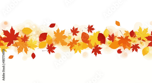 Falling Autumn Leaves Vector Border - Vibrant Seasonal Background and Header Design