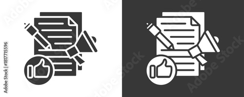 Copy Writing Icon Set Vector Collection Isolated In Black And White