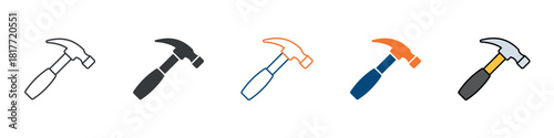 Hammer Icon Set Multiple Style Collection 