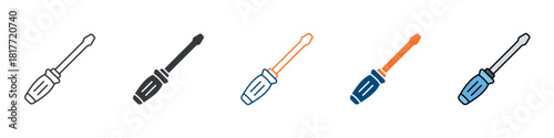 Screwdriver Icon Set Multiple Style Collection 
