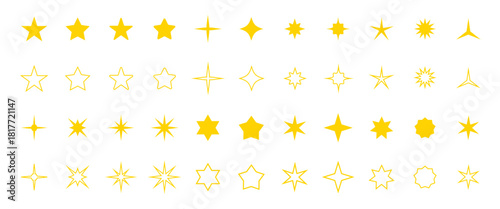Stars vector icons. Stars collection. Black and Golden Stars isolated on white background. Vector Star