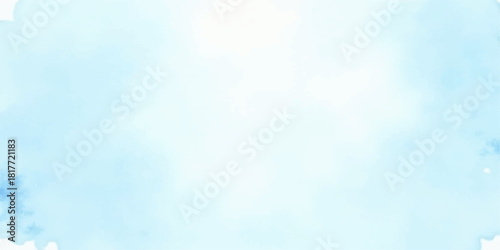 Abstract blue watercolor background with soft cloudscape texture illustration