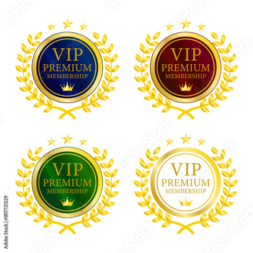 月桂樹を大きく配置したクラシック調VIP PREMIUMバッジセット