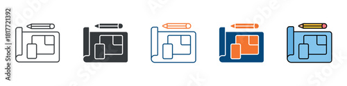Blueprint Icon Set Multiple Style Collection 