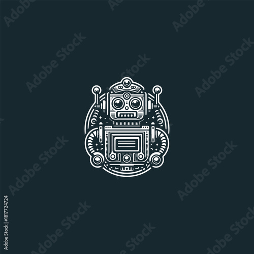 Robotic logo style icon design template vector illustration