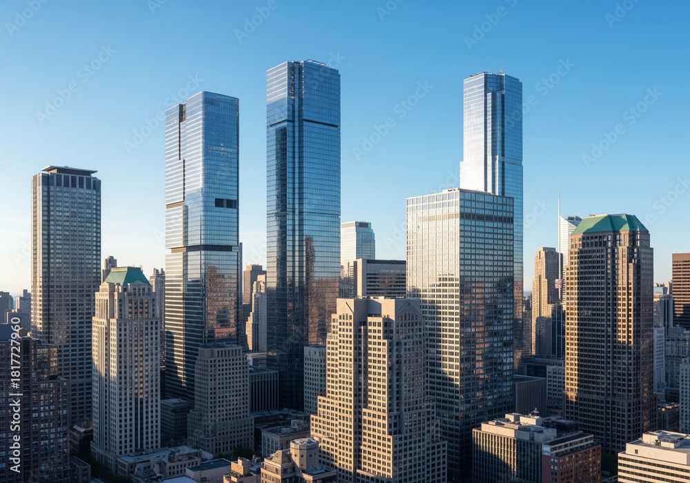 Obraz premium Skyscrapers in a Densely Populated Urban Landscape