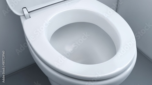 A toilet is sitting on a white floor