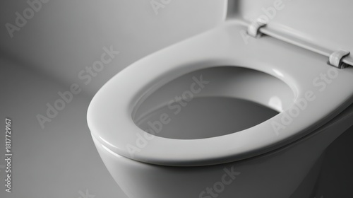 A toilet is shown in a bathroom with a white lid