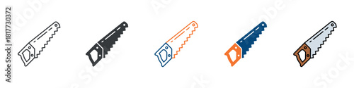 Hand Saw Icon Set Multiple Style Collection 