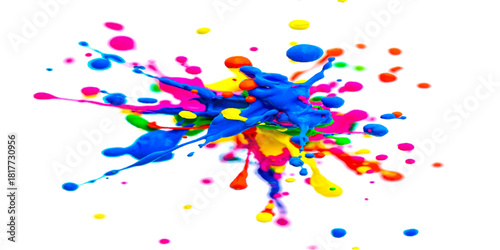 Colorful paint splashes on white, a vibrant vector ink watercolor illustration perfect for a celebration or party decoration frame design