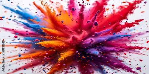 Abstract colorful background with bright fractal star illustration and glowing blue energy flower design