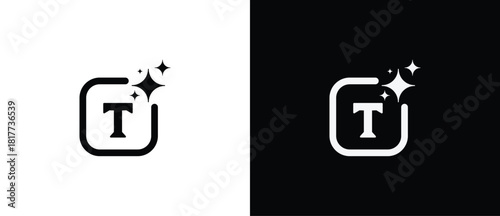 Text symbol with Artificial Intelligence in square shape.AI engineered app icon. Sparkling star in flat style. Artificial Intelligence star logo. Digital brain, media, multimedia, button.